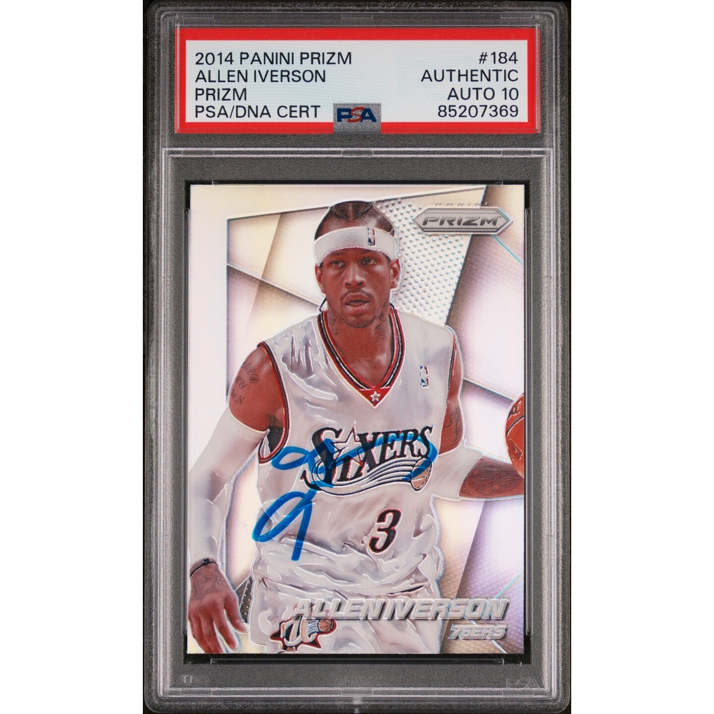 Allen Iverson 2014 Panini Silver Prizm Signed Card #184 Auto 