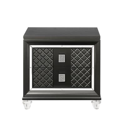 Modern Contemporary Wooden Nightstand with 2 Storage Drawers