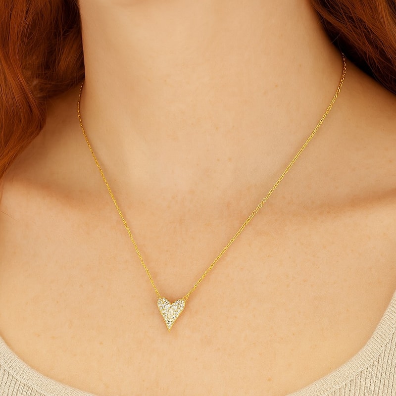 Rivka Friedman 18K Gold Clad Elongated Heart Necklace