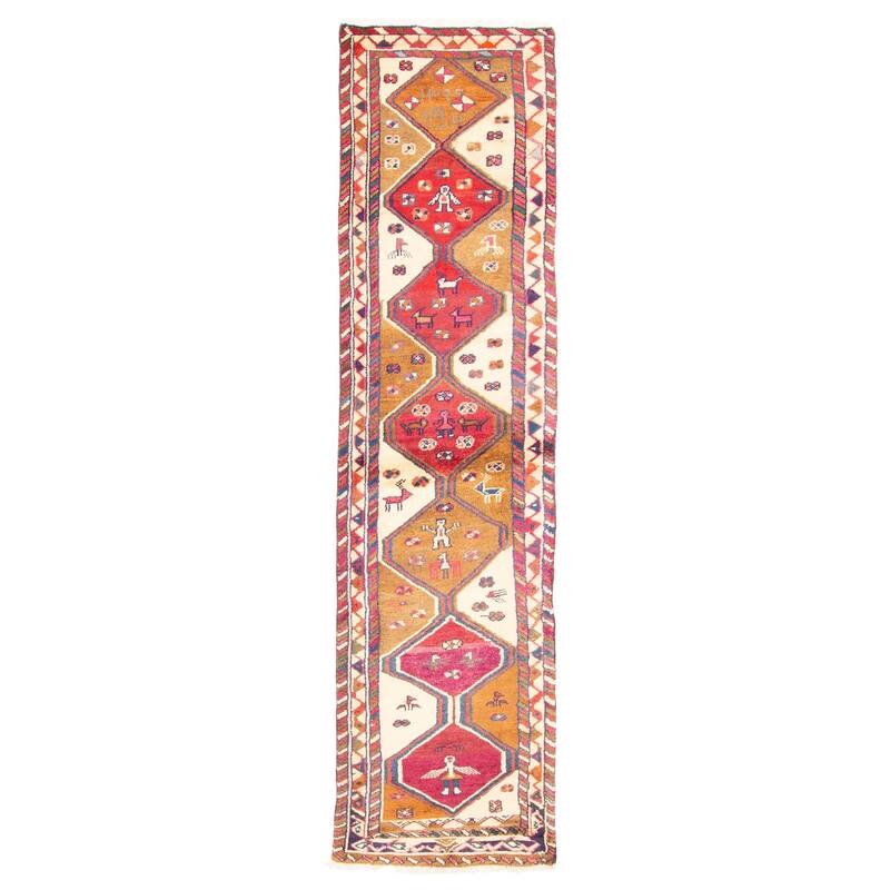 ECARPETGALLERY Hand-knotted Melis Vintage Brown Wool Rug - 2'0 x 8'6