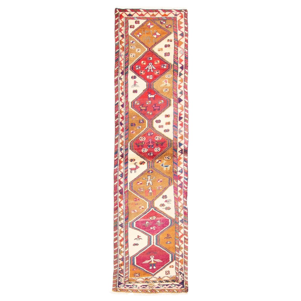 ECARPETGALLERY Hand-knotted Melis Vintage Brown Wool Rug - 2'0 x 8'6