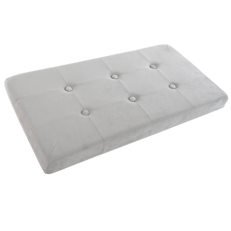 Storage Ottoman - Velvet Tufted Footrest, Toy Chest, or Bench Organizer with Removable Lid by Lavish Home (Rectangle Gray)