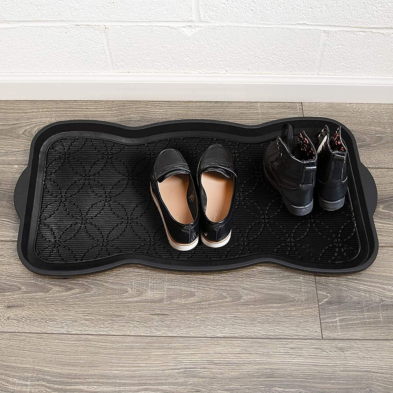 A1hc Heavy Duty Flexible and Durable 100% Rubber Hello Triangle Boot Trays Multi-Purpose for Shoes, Pets, Garden - Mudroom, Entryway, Garage and