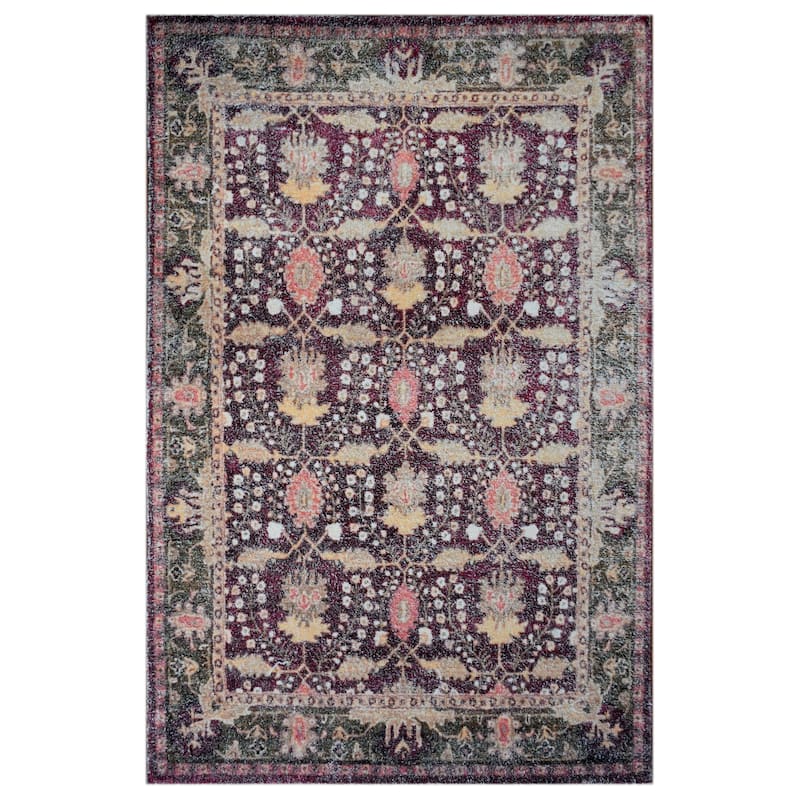 Hand Woven Victoria Micro Printed Polyester Traditional Oriental Area Rug - 5' x 8'