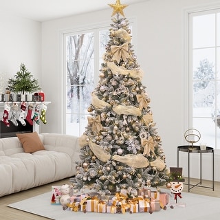 Green Most Realistic Spruce Flocked/Frosted Christmas Tree with Lights The Holiday Aisle Size: 5' H