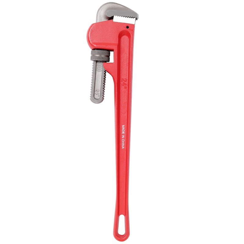 Anmytek 4 Piece Heavy Duty Straight Pipe Wrench Set 8 10 14 and 24 Inch Adjustable Alloy Steel Plumbing Tools for Plumbers - Red