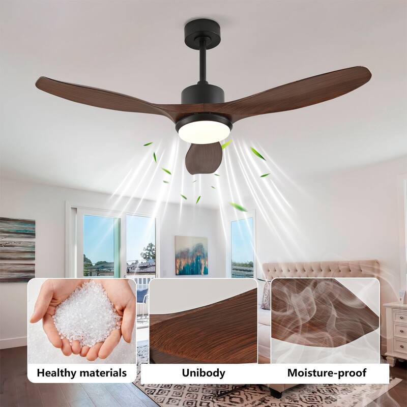 Sofucor 42/52 Inch Ceiling Fan With Light,3 ABS Blades Remote Control,Reversible DC Motor With Dimmable LED