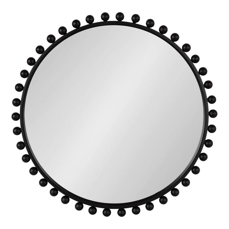 Kate and Laurel Beade Round Wall Mirror - 28x28 - 28x28 - Black