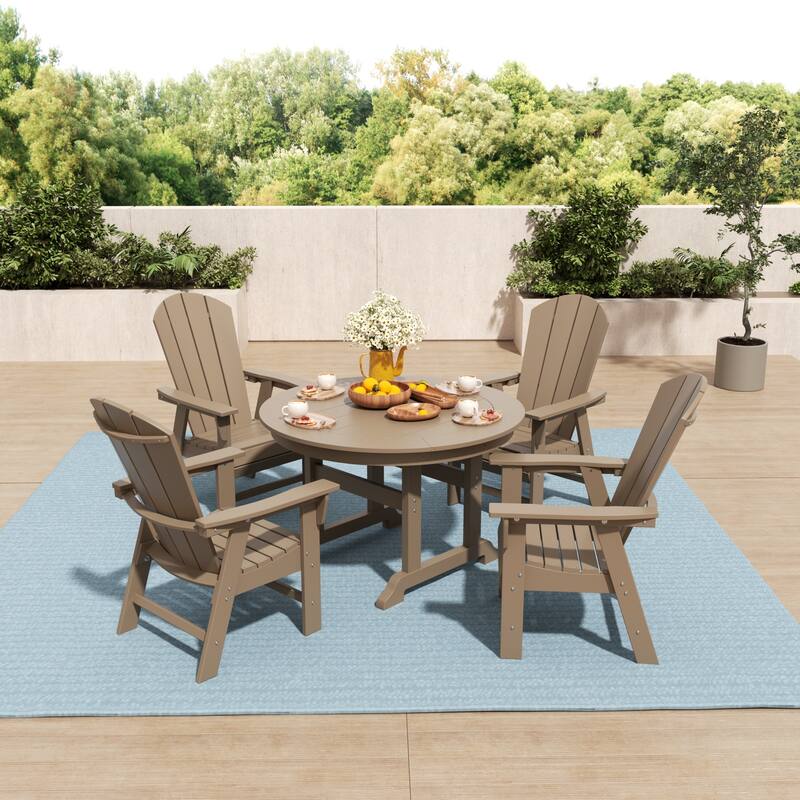 Laguna Hdpe All Weather Outdoor Patio Round Adirondack Dining Chairs Set (5-Piece Set)