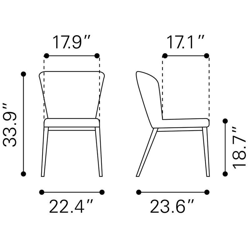 Tolivere Dining Chair (Set of 2) - Product (in) : 22.4" W x 23.6" D x 33.9" H