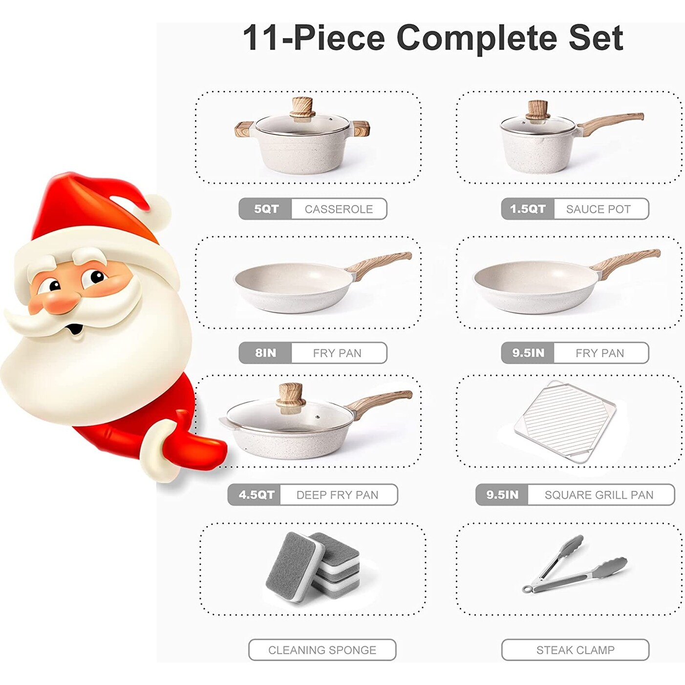 Pots and Pans Set - Caannasweis Kitchen Nonstick Cookware Sets Granite  Frying Pans for Cooking Marble Stone Pan Sets Kitchen