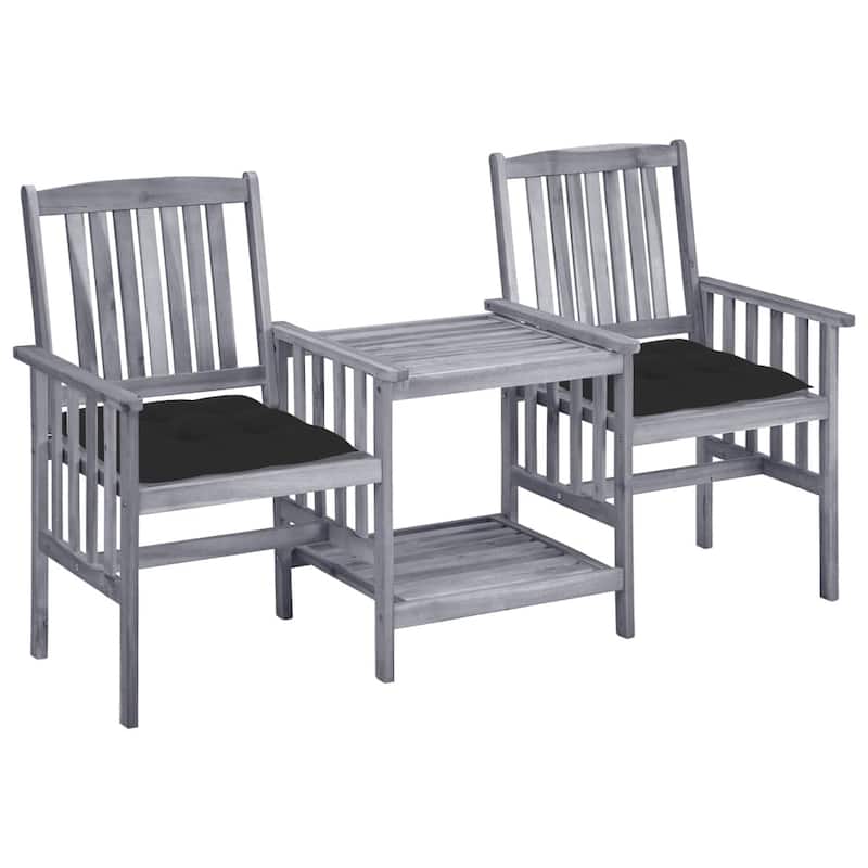 vidaXL Patio Bistro Set Table and Chairs Conversation Set Solid Acacia Wood - 62.6" x 24" x 36.2"