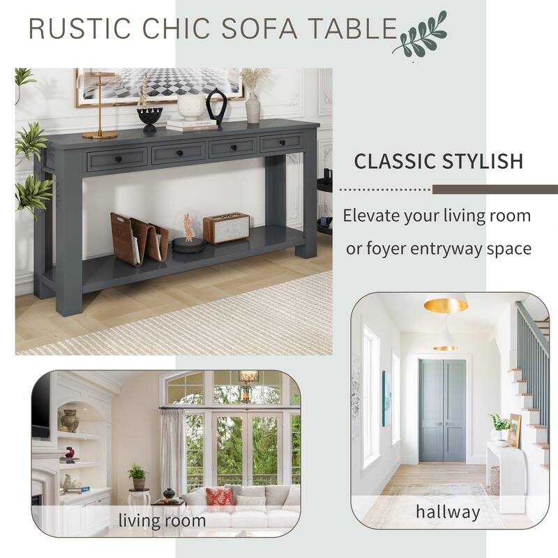 Console Table/Sofa Table with Storage Drawers and Bottom Shelf for Entryway Hallway