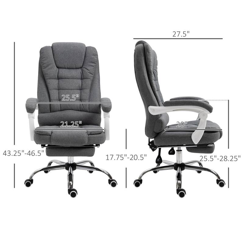 Modern High Back Office Chair Stylish Linen-Fabric Computer Chair with Footrest and Tilt, for Office