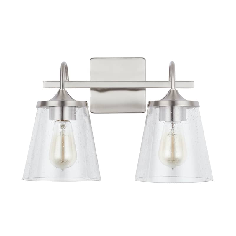 Jayne 2-light Bath/ Vanity Fixture w/ Clear Seeded Glass