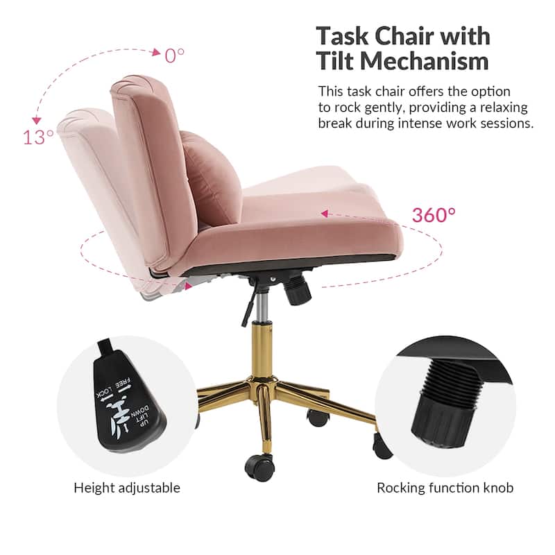 Ollie Modern Flannel Swivel Tilting Office Chair with Pillow by HULALA HOME