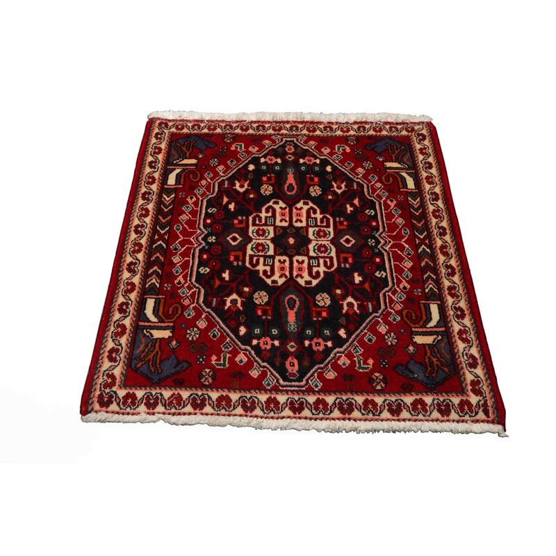 2x2'1'' Square Hand Knotted Wool Navy Abadeh Traditional Area Rug - 2' x 2' 1''-Square