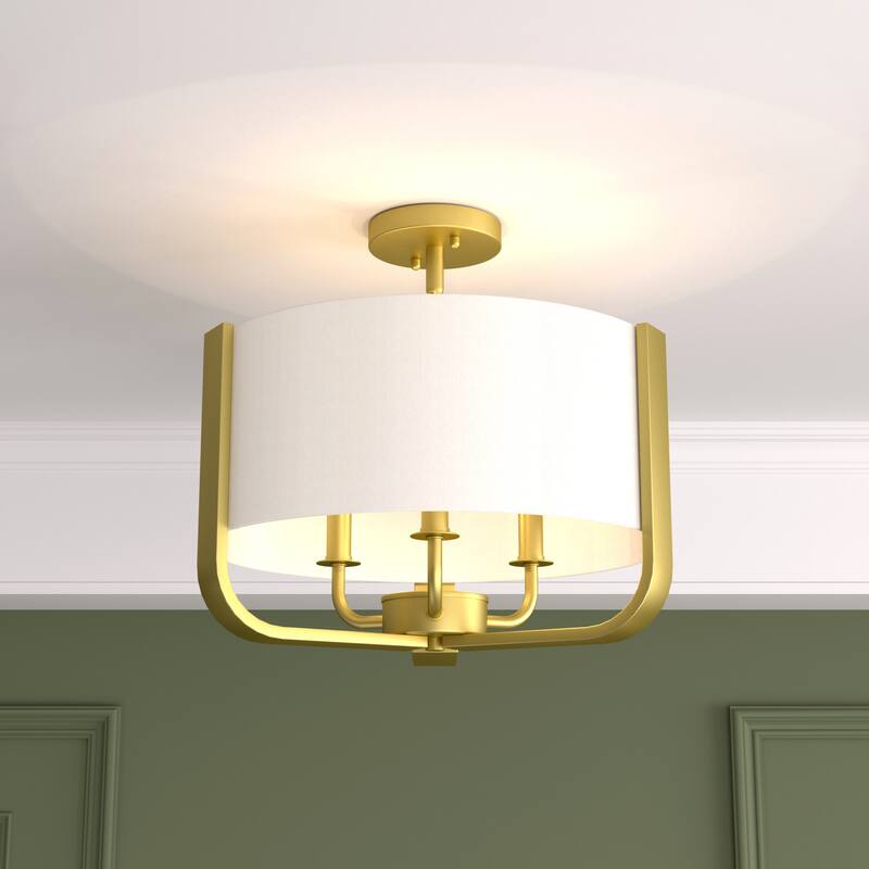 Vernitta 3-light Mid-century Modern Drum Semi-flush Mount Ceiling Lights - 16.75 inches
