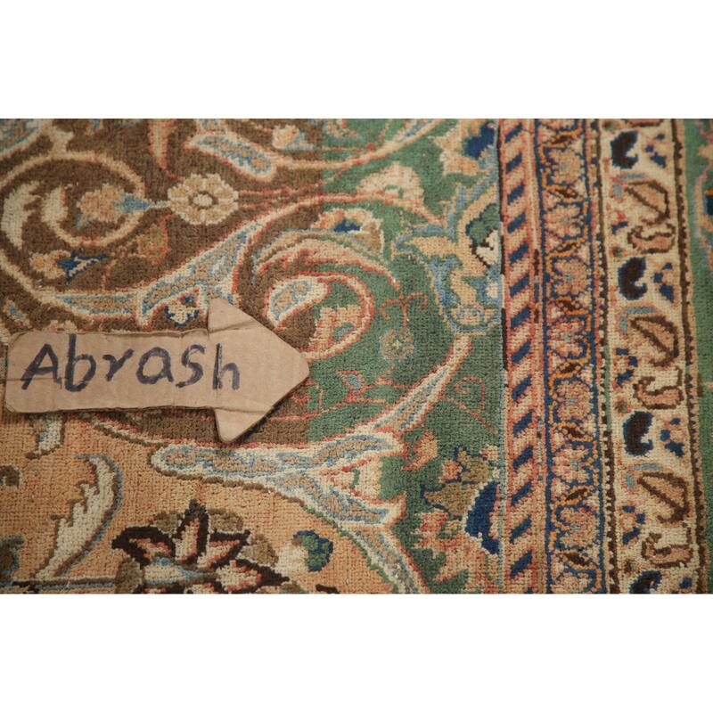 Hand Knotted Oriental 100% Wool Carpet Traditional Floral Oranges & Rust Mashad Area Rug - 12' 3'' X 9' 1''