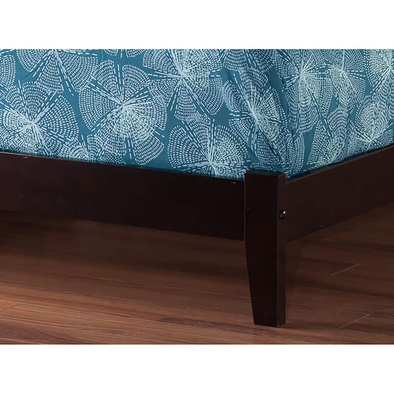 Low Profile Platform Bed - Espresso Wood Slat Bed Frame with Footboard - Beach Style Design