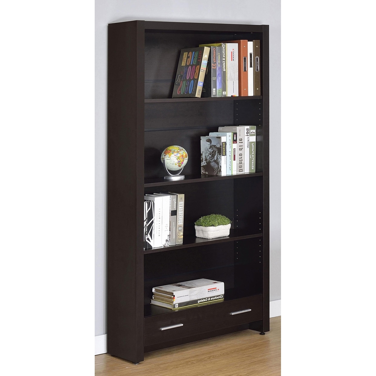 Skylar 71-inch 4-shelf Bookcase with Drawer Cappuccino - 31.50" x 11.75" x 70.75"