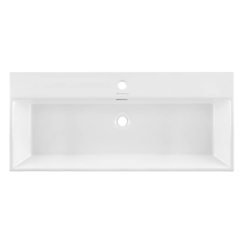 Carre Ceramic Console Sink White Basin Black Legs