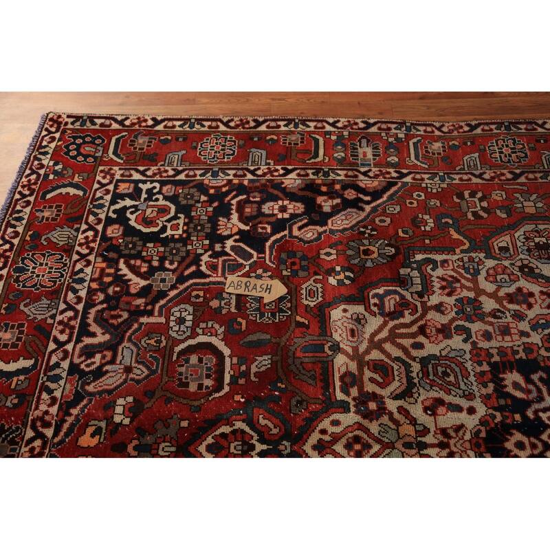 Medallion Bakhtiari Persian Vintage Rug Handmade Wool Carpet - 6'8" x 9'9"