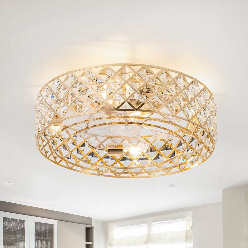 19-in Gold/ Satin Nickel Low Profile Ceiling Fan with Remote Control(7-blade)