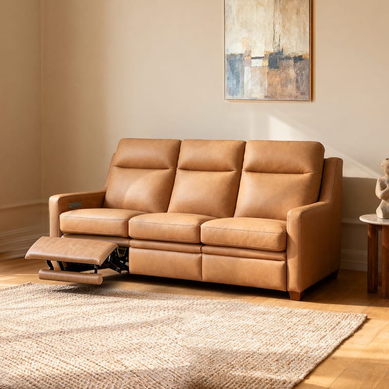 Genuine Leather Recliner Sofa 78" Triple-Motor Power Zero-Wall Reclining 3-Seat Sofa with USB&USB-C Port