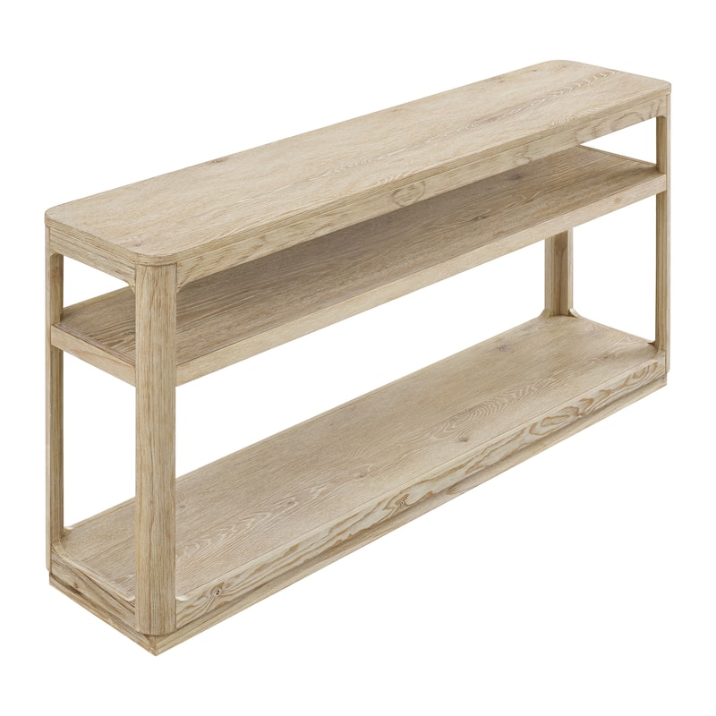 Delray Natural Wood 60-Inch Sofa Console Table with Shelves