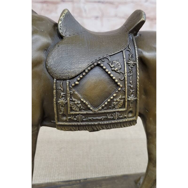 Large Original Loving Horse With His Saddle Western Cowboy Bronze Sculpture Sale