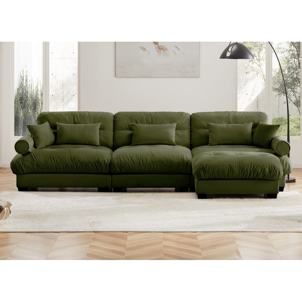Comfort Convertible Modular Velvet Sectional Sofa Cloud Couch for Living Room