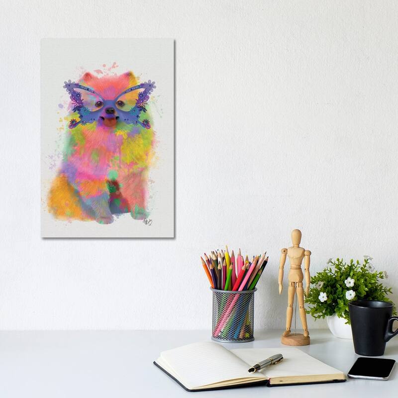 iCanvas "Rainbow Splash Pomeranian" by Fab Funky Canvas Print - 12x8x0.75