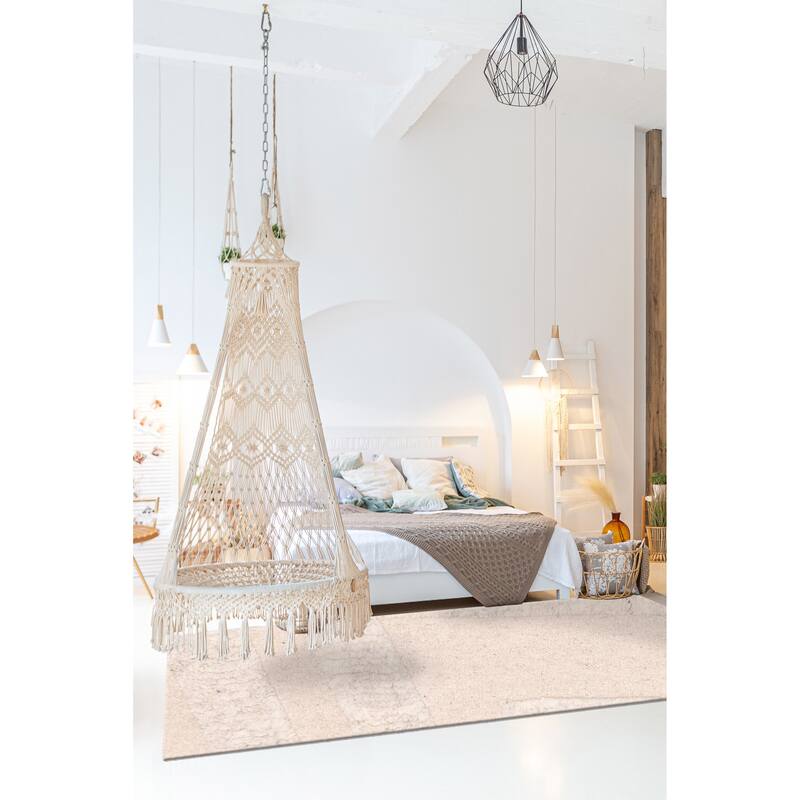 ECARPETGALLERY Hand-knotted Tangier Light Grey Wool Rug - 4'11 x 8'0