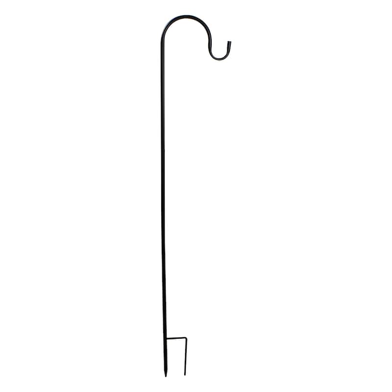 48" Black Metal Shepard's Hook Outdoor Garden Stake