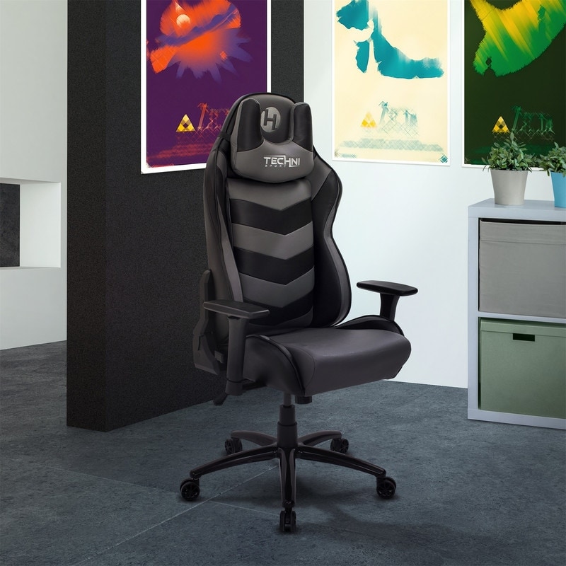 Tiramisubest Ergonomic High Back Racer Style Gaming Chair, Grey/BlackandPurple/Black