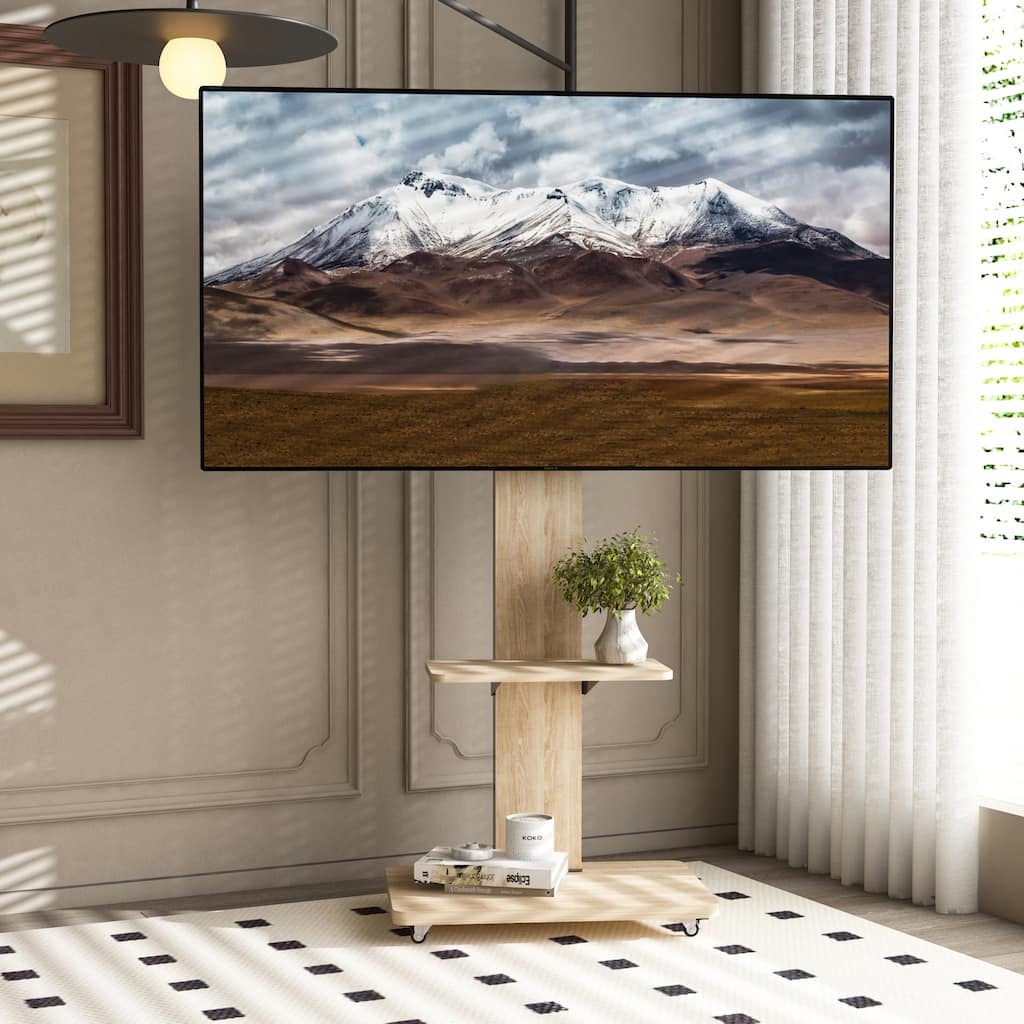 TV Stand Mobile TV Cart with Shelf