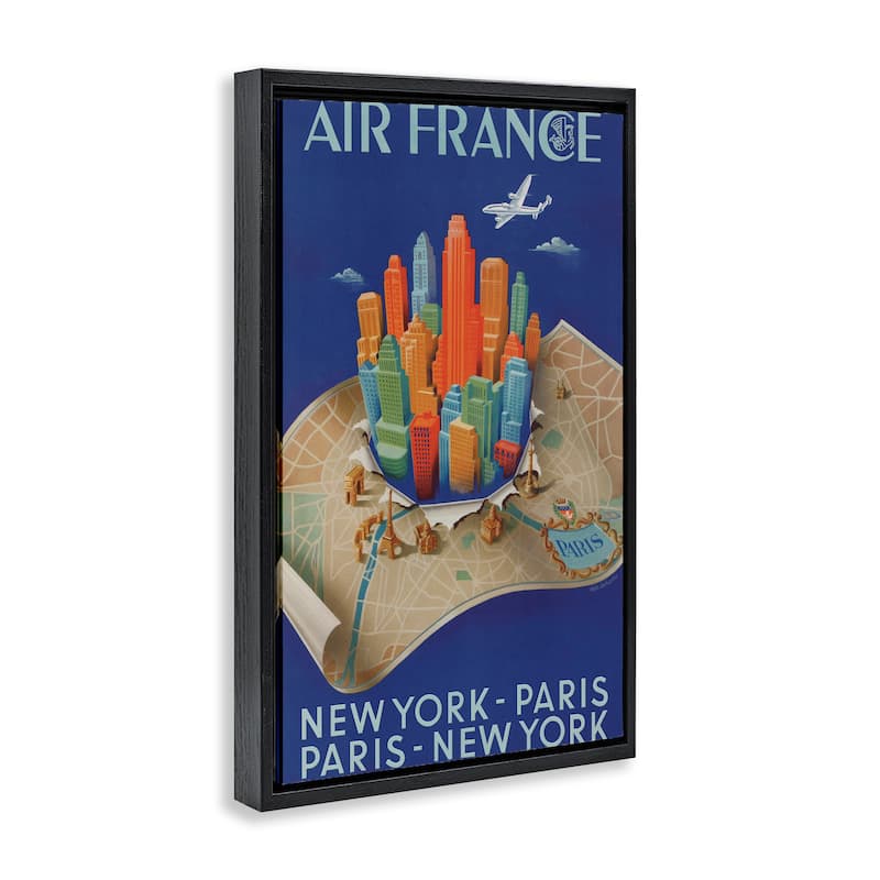 Stupell Air France Vintage Travel Framed Floater Canvas Wall Art Design By Marcus Jules