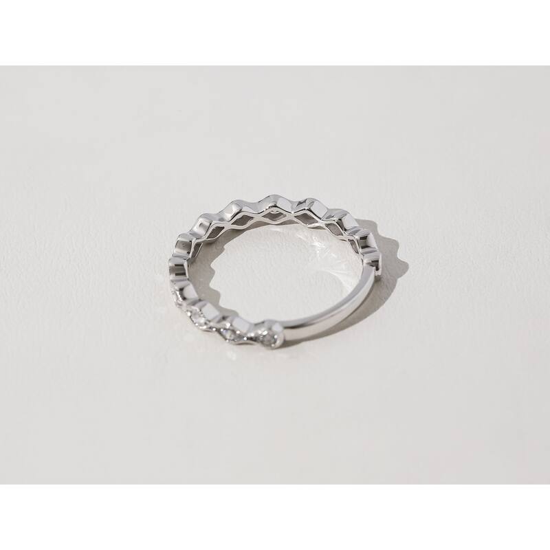 Kobelli 0.33 Carats Natural Diamond 14k White Gold Wavy Channel Stackable Ring