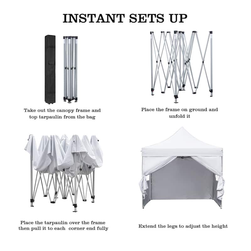 Zenova 10'x10' Pop up Canopy Tents with 4 Sidewalls Portable Folding Gazebo Tent