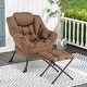 preview thumbnail 2 of 8, Gymax Lazy Sofa Chair Accent Leisure Armchair w/ Folding Footrest &