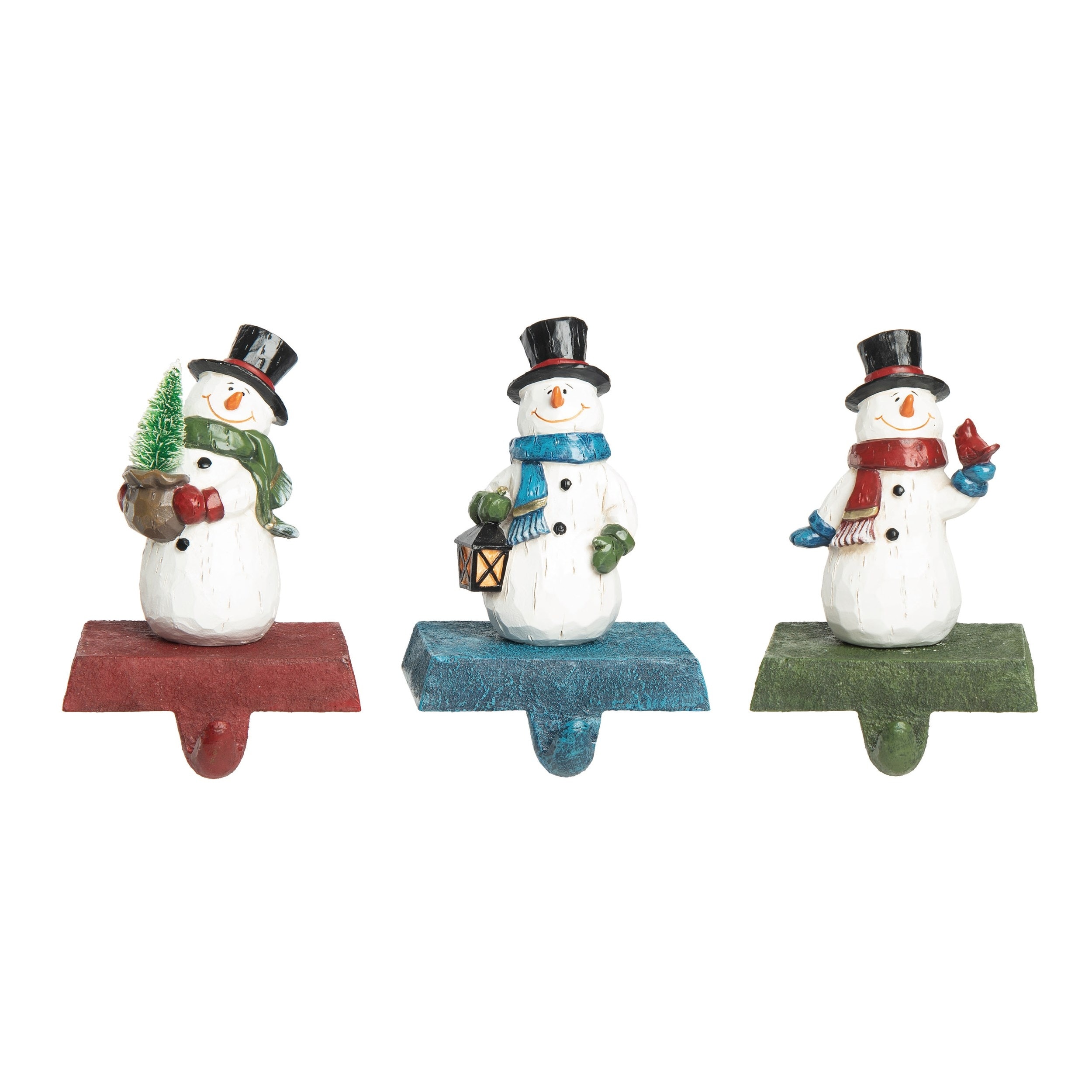 Resin Multicolored Christmas Jolly Snowman Set of 3