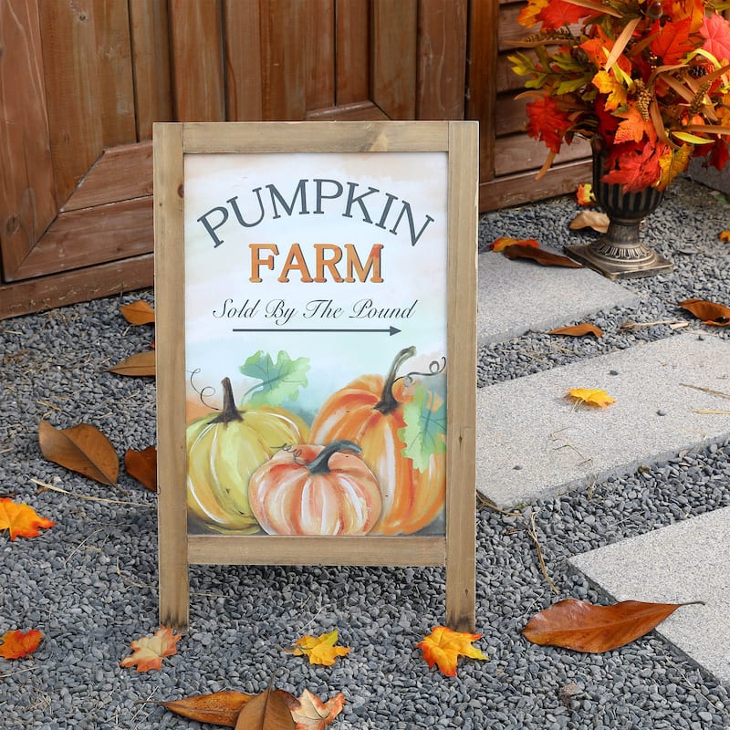 Glitzhome 24''H Halloween Fall Wooden Standing Easel or Hanging Decor
