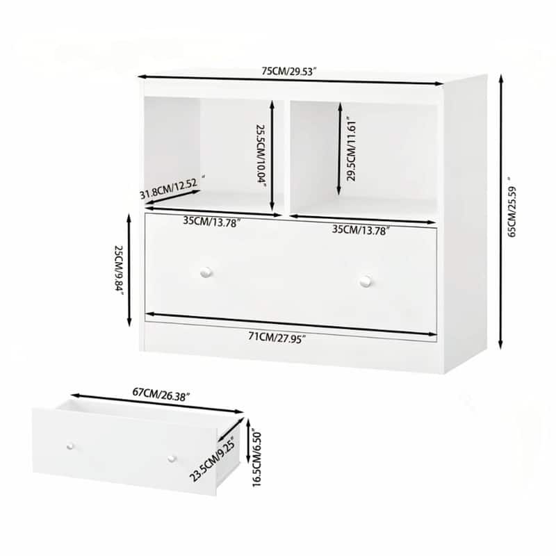 Kids Toy Storage Organizer with Large Drawer - Low Bookshelf for Children