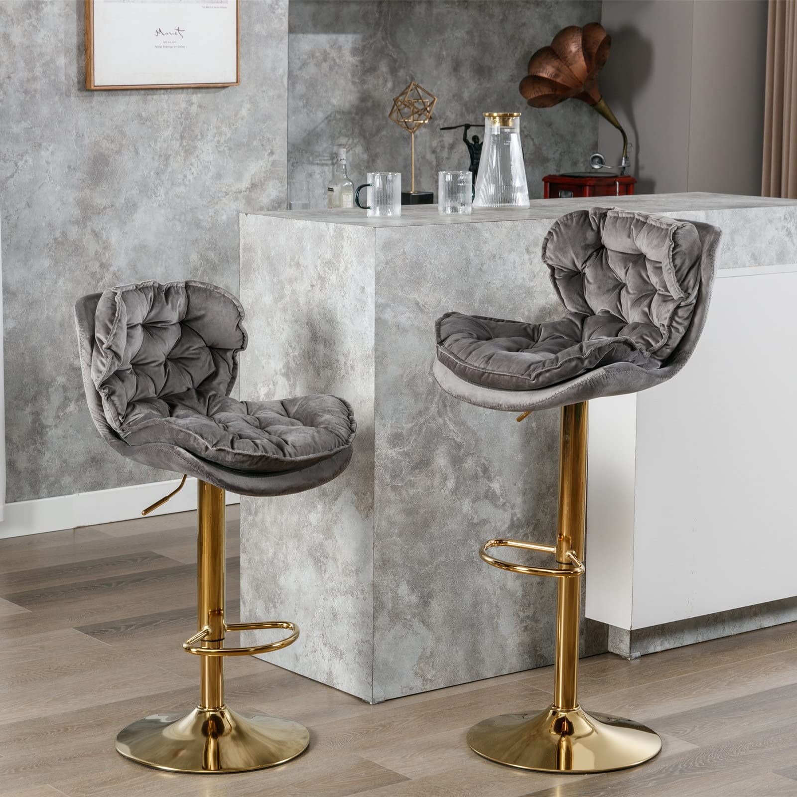 Grey bar stools with gold 2024 legs