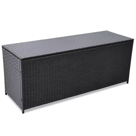 vidaXL Patio Storage Box Black 59"x19.7"x23.6" Poly Rattan - N/A