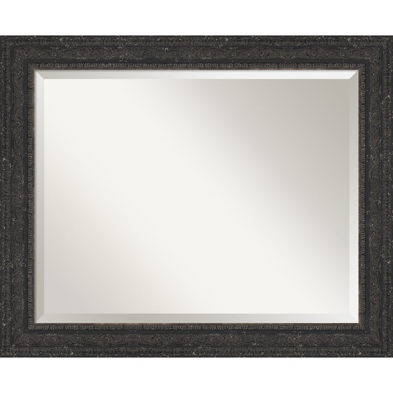 Attic Aged Beveled Wood Framed Bathroom Vanity Wall Mirror