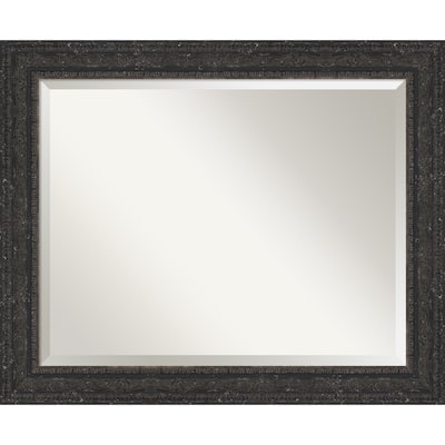 Attic Aged Beveled Wood Framed Bathroom Vanity Wall Mirror