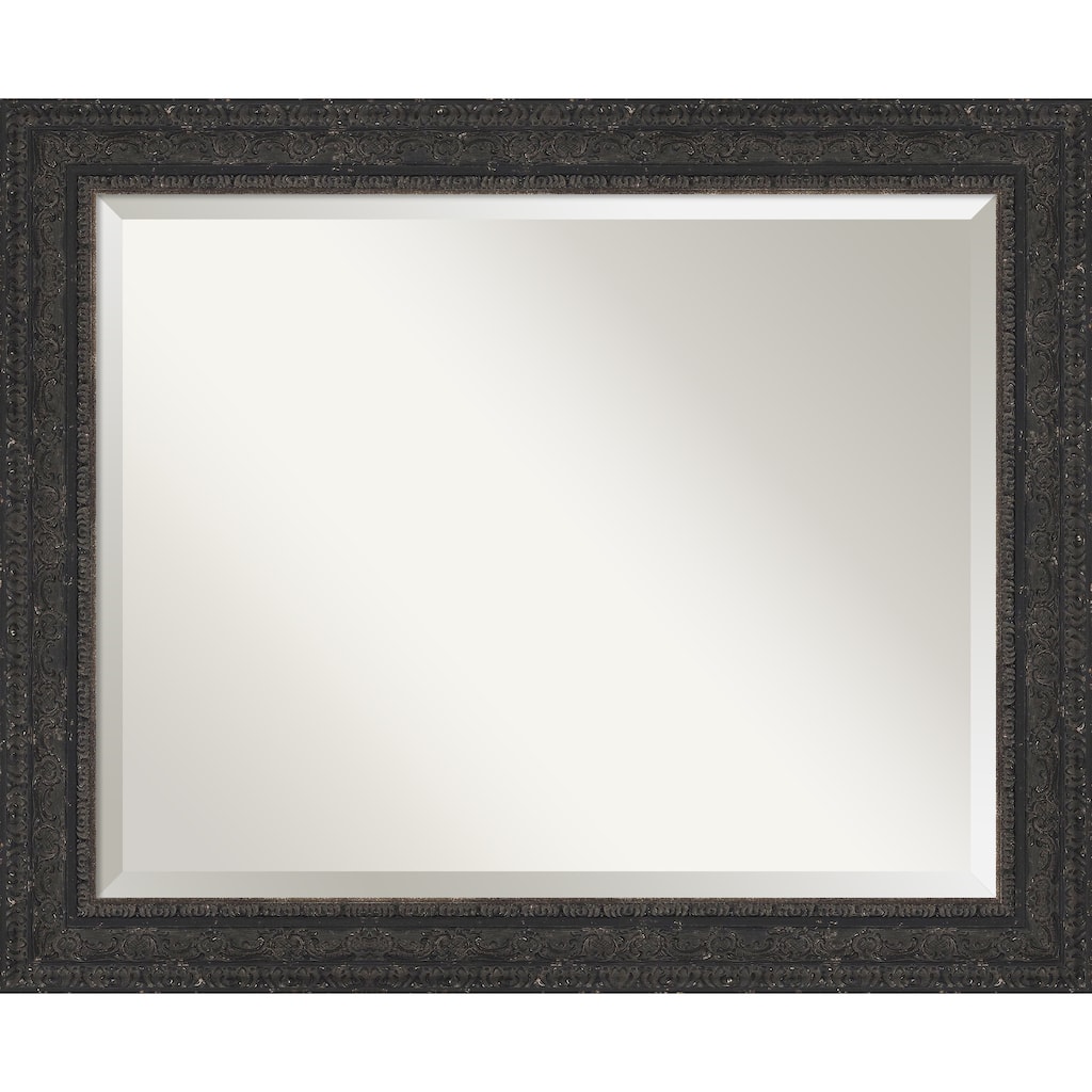 Attic Aged Beveled Wood Framed Bathroom Vanity Wall Mirror