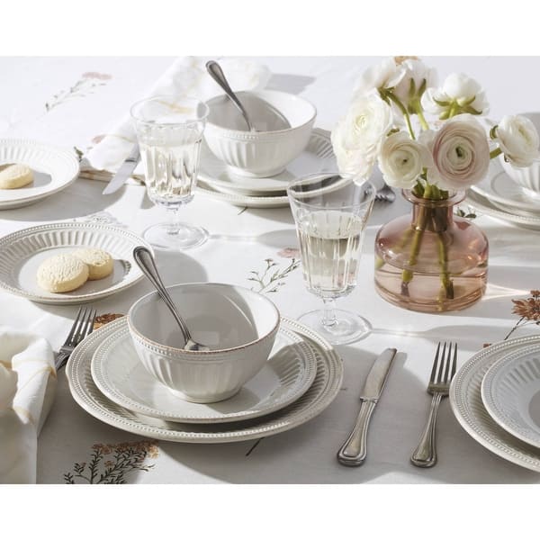 Lenox French Perle Groove 12-Piece Plate & Bowl Dinnerware Set